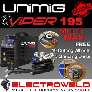 UNIMIG Viper Multi 195 Max Mig Tig Stick Welder HF DC Smart Set 10A Torch U11011