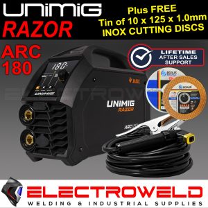 UNIMIG Razor Arc 180 Welder Tig Stick MMA 15A Plug Invertor DC Razorweld U13005