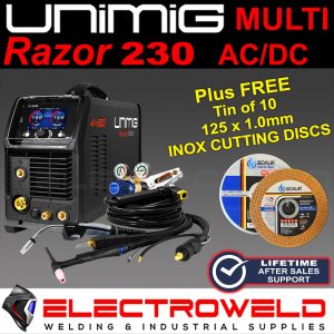 UNIMIG Razor 230 ACDC Mig Tig Stick Welder + 2 x Torch Machine ACDC U11004K