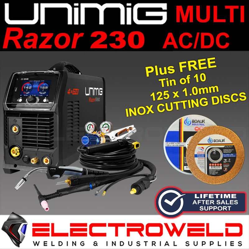 UNIMIG Razor 230 ACDC Mig Tig Stick Welder + 2 x Torch Machine ACDC U11004K