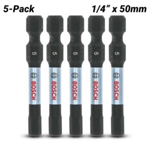 5 x Bosch (2610050960) 1/4" 50mm HEX5 Impact Tough Screwdriver Drill Bit