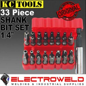 KC Tools 33 Piece 1/4" Shank Driver Drill Bit Set Socket Screwdriver Hex Star