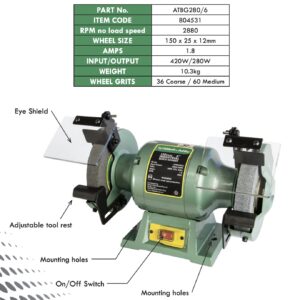 ABBOTT ASHBY 6 150MM INDUSTRIAL BENCH GRINDER GRINDING MACHINE 240V ATBG280 6 2
