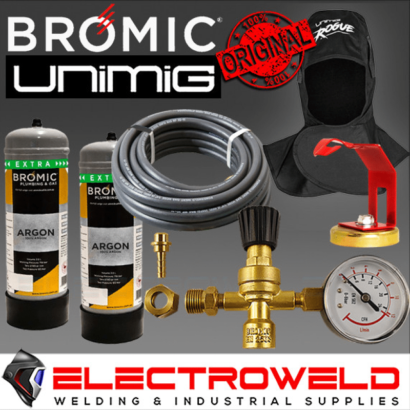 Argon Gas Welding Bundle 2 X Disposable Bottle 2.2l Bromic Regulator Hose 1