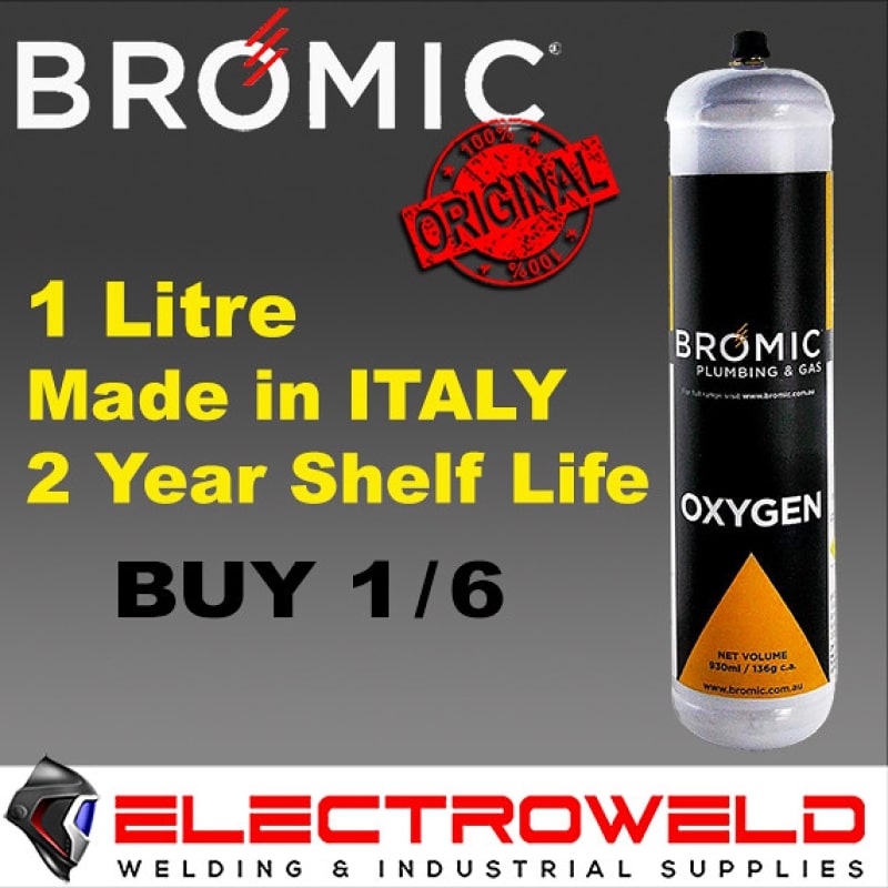 Bromic 1 Litre Oxygen Gas Bottle Cylinder Welding Disposable 1811320