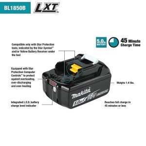 MAKITA 18V BL1850B L LXT 5.0AH LITHIUM ION CORDLESS BATTERY LI ION 5AH 3