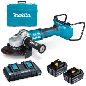 MAKITA 9 230MM 36V CORDLESS ANGLE GRINDER 2X 5.0AH BATTERIES DUAL CHARGER 1