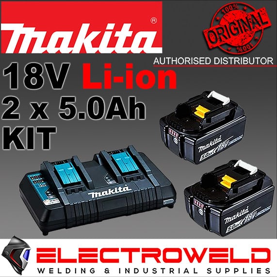Makita 18v 2 X 5.0ah Li ion Batteries Cordless Dual 2 Port Charger Dc18rd 1