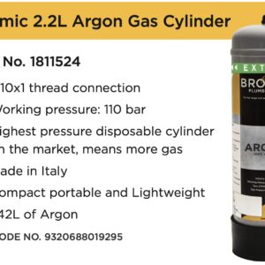 Pure Argon Gas Bundle 2.2l Disposable Bottle Bromic Regulator Hose 5 2