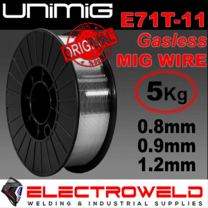 Unimig E71T 11 Gasless MIG Wire Flux Cored Welding Mild Steel 1kg 5kg 0.8mm 0.9mm 1.2mm