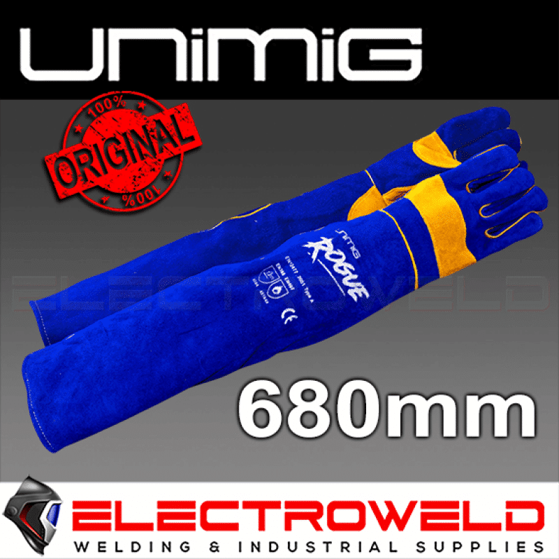 Unimig Rogue 680mm Long Welding Gloves Gauntlet Heavy Duty Leather